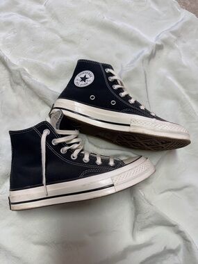 Converse Black High-Top Sneakers with Cream Accents